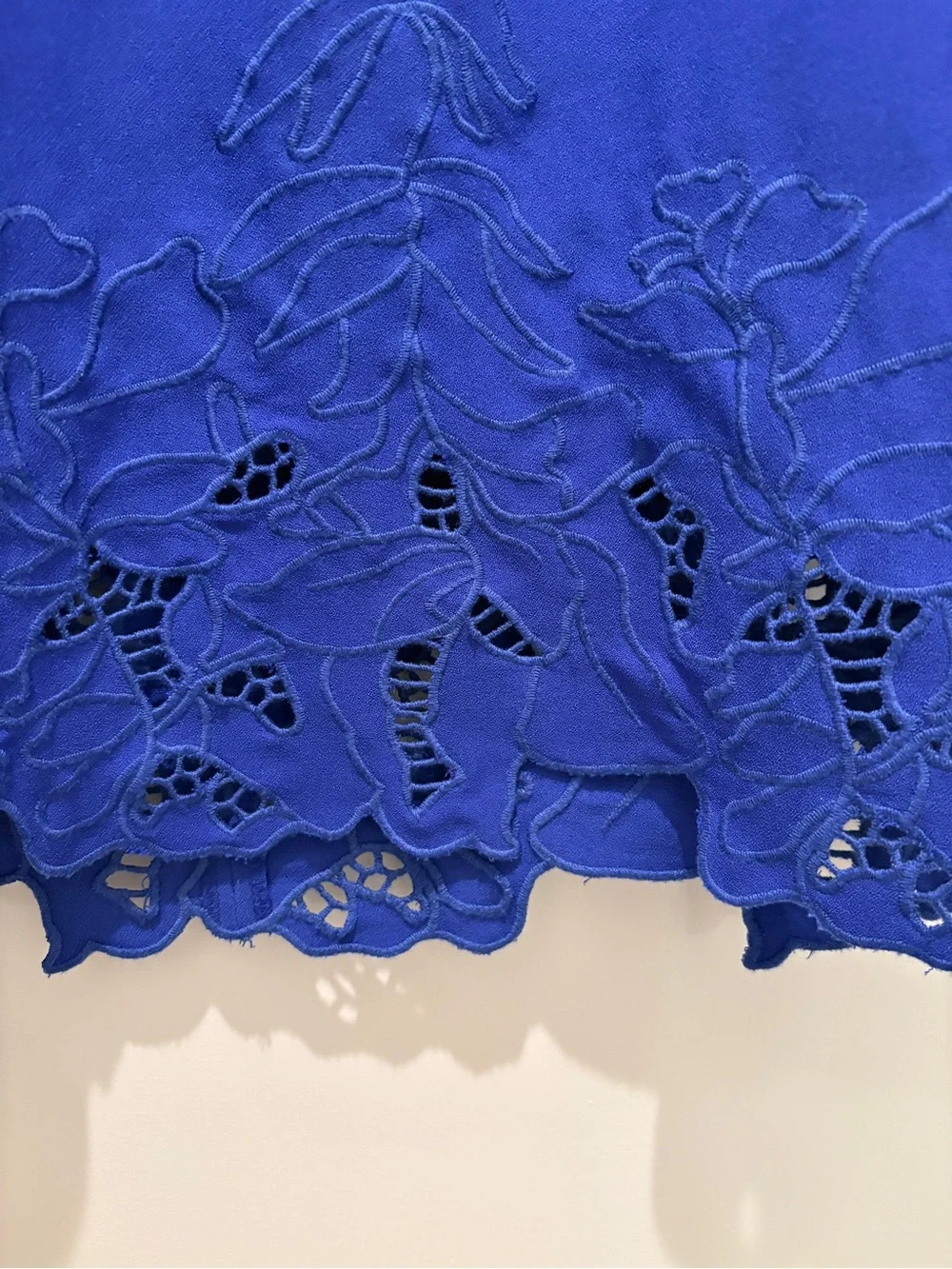 Royal Blue Sleeveless V-Neck Lace Hem Dress - Picture 5 of 5